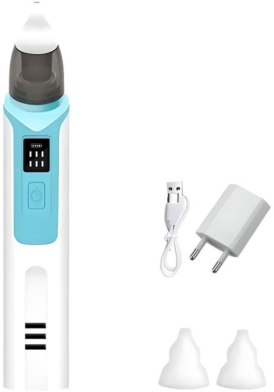 BlueTime - Neusreiniger Baby - Neusdouche Wasbaar - Inclusief USB adapter/oplader! - LED Display - Snoetenpoetser - Veilig - Snotzuiger