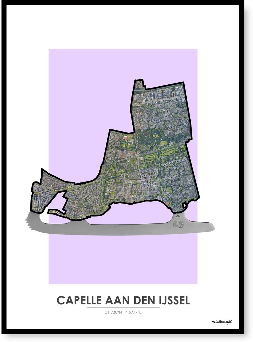 Poster Capelle aan den IJssel - Handgemaakte stadskaart - Pop-Art Design - B2 (50 x 70 cm) - MuzeMaps