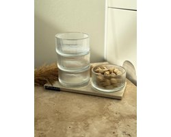 Ekselans – Geribbelde Kleine Schaal – 10 cm x 5,5 cm – Glas - Set van 4