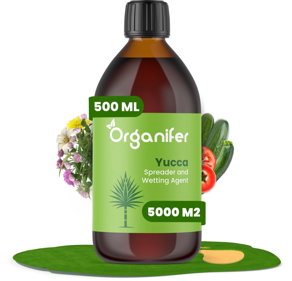 Yucca Uitvloeier - Wetting Agent - (500ml, 5.000m2) - Vloeibare Meststof - Optimaliseert Vochtbehoud Planten - Bodemverbeteraar - Grondverbeteraar - Voor Droogte en Hitte - Waterefficiëntie en Droogteresistentie - Organifer