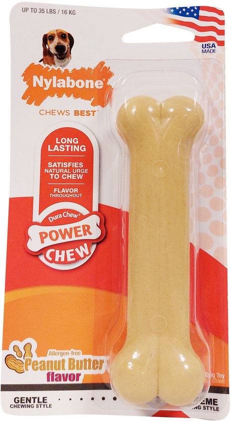 Nylabone Dura Chew Voor Harde Bijters Pindakaassmaak TOT 16 KG 13.5X4X1.5 CM