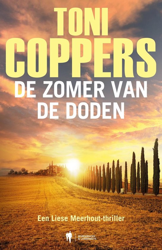Boekcover van 'De Zomer van de Doden' door Toni Coppers, met een Italiaans landschap bij zonsondergang.