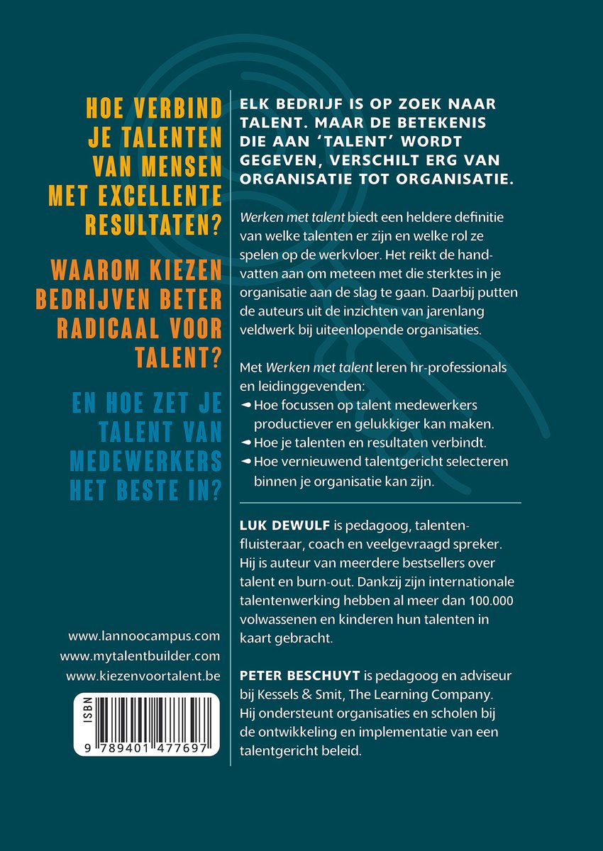 Werken met talent - back cover