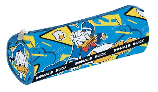 Blauw etui met Donald Duck in een cartoonstijl, met gele en witte accenten en "DONALD DUCK" tekst.