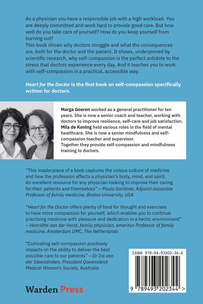 Achterkant van het boek 'Heart for the Doctor'. Bevat tekst over de auteurs, citaten en een ISBN-barcode.