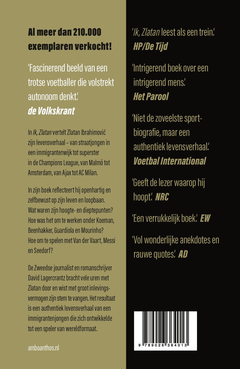 Ik, Zlatan - back cover