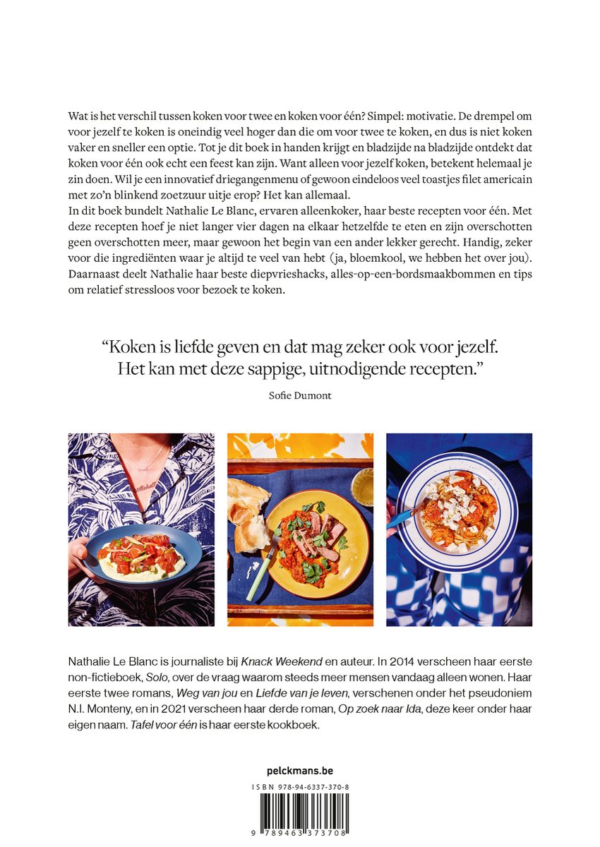 Een gestylede foto met drie close-ups van gerechten. Links een dessert, midden een maaltijd met vlees en aardappelen, rechts een pasta.