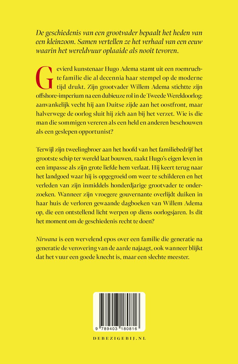 Boek met een illustratie van een open boek met tekst. De tekst beschrijft een familiegeschiedenis.