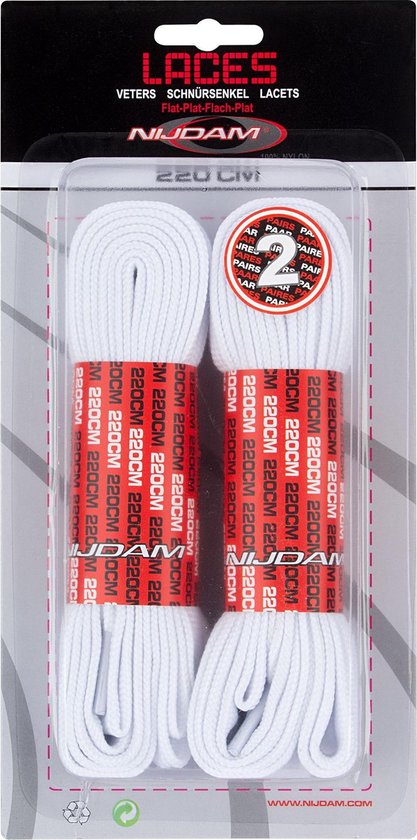 Nijdam Veters Plat - 220 cm - 2 Paar - Wit | bol.com