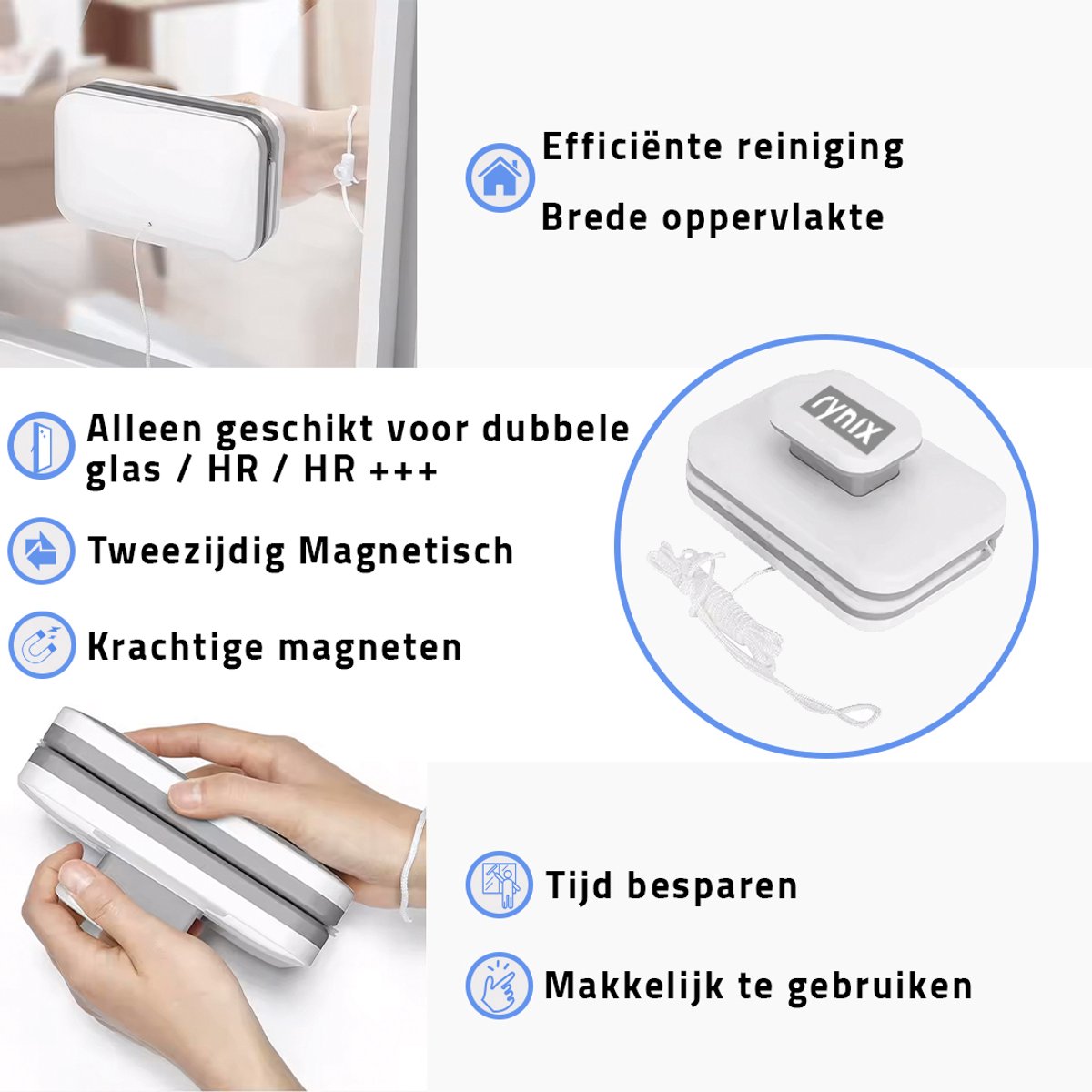 Magnetische ramenwasser voor Enkel/Dubbel glas - 15-26mm - Ruitenreiniger - Magneet raamwisser - Raamwasser - Ramenwisser thumbnail 5