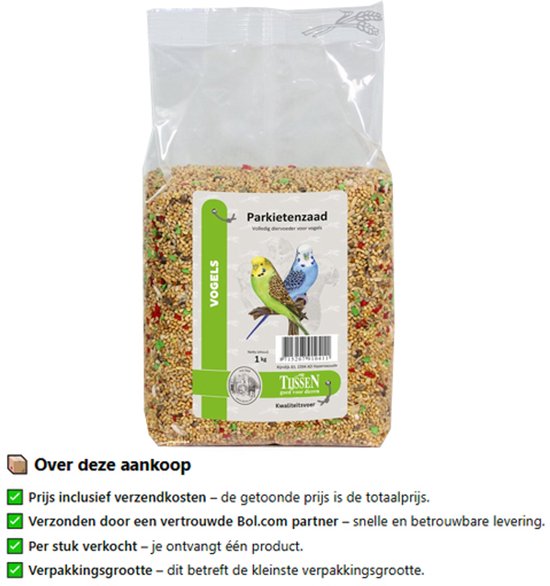Tijssen goed voor dieren Parkietenzaad I [kl] - 1KG - 1ST