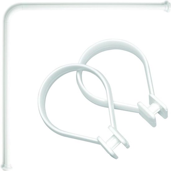 Sealskin Douchegordijnstang Set Hoek met 12 ringen Wit