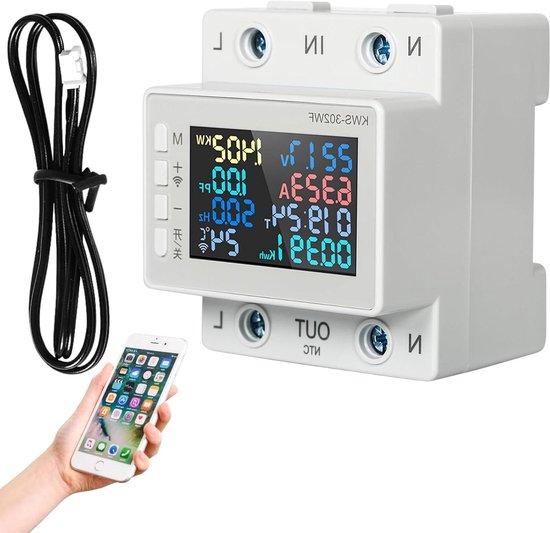Foto: Smart tuya wi fi voltmeter ammeter 8 in 1 power meter ac170 300v 63a multifunctional remote control app control