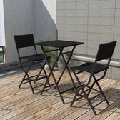 Tuinset poly rattan zwart 3-delig