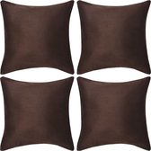 vidaXL Kussenhoezen 4 stuks bruin imitatie suède 80x80 cm polyester