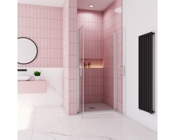 Douchedeur dubbele pendeldeur 80x185cm niche 6mm gehard glass easyclean mat wit aluminium profiel