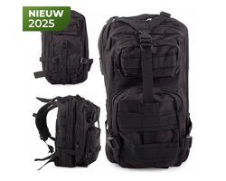Outdoor Backpack 30L – Waterdicht & Verstevigd – Met 5 Compartimenten, MOLLE-systeem, Heup- & Borstriem – Voor Hiking, Reizen, Survival & Dagtochten – Zwart