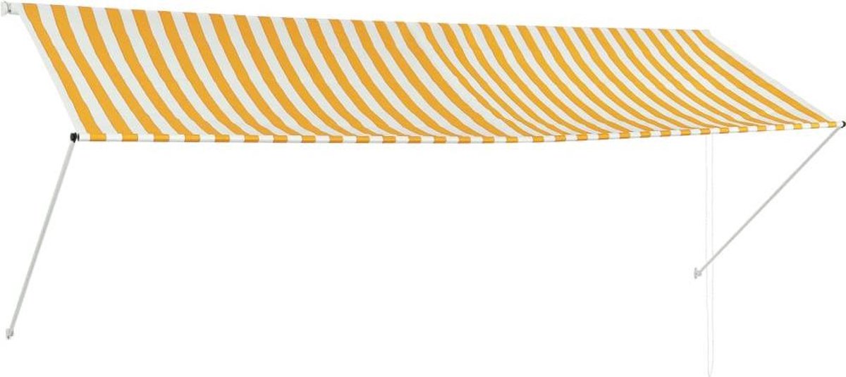 Bol.com vidaXL - Luifel - uittrekbaar - 350x150 - cm - geel - en - wit aanbieding