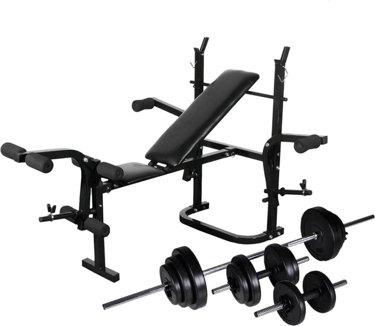 Bol.com vidaXL - Gewichtenbank - met - gewichtenrek - en - halterset - 30,5 - kg aanbieding