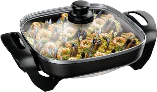 Alora Elektrische Pan - Pannenset - Pannen - Zwart - Tot 250 graden - 1500W