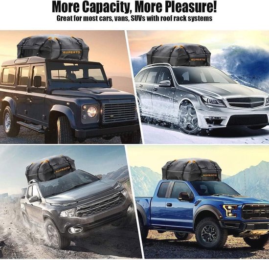 Car Roof Bag, 21 Cubic Feet Waterproof Travel Luggage Carrier with Soft Shell for All Vehicles SUV with/without Rails, Includes 10 Reinforced Straps