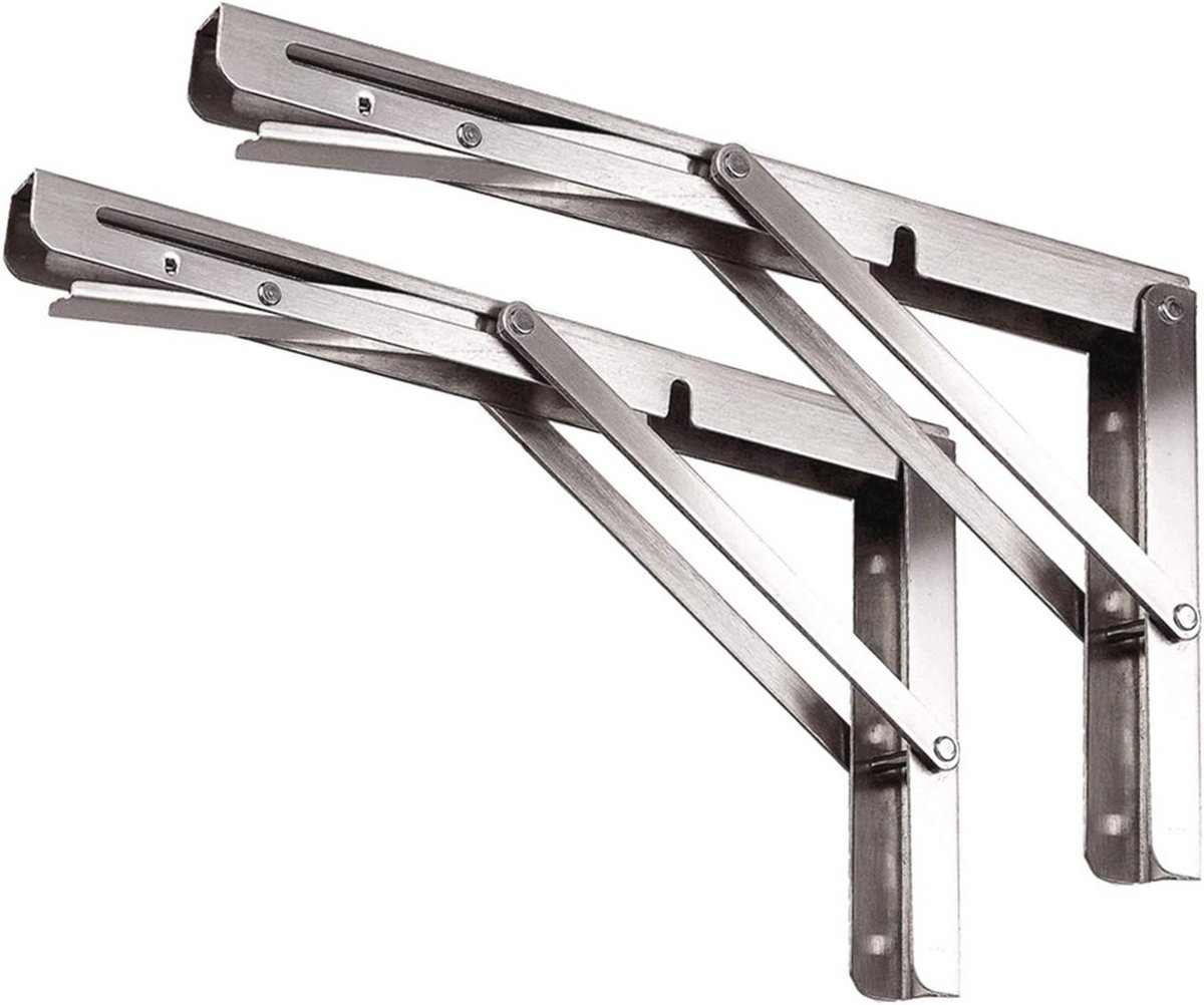 Opklapbare plankdrager 25,4 cm voor wandmontage - Heavy-duty roestvrijstalen beugels voor ruimtebesparende werkbanken (2 stuks)