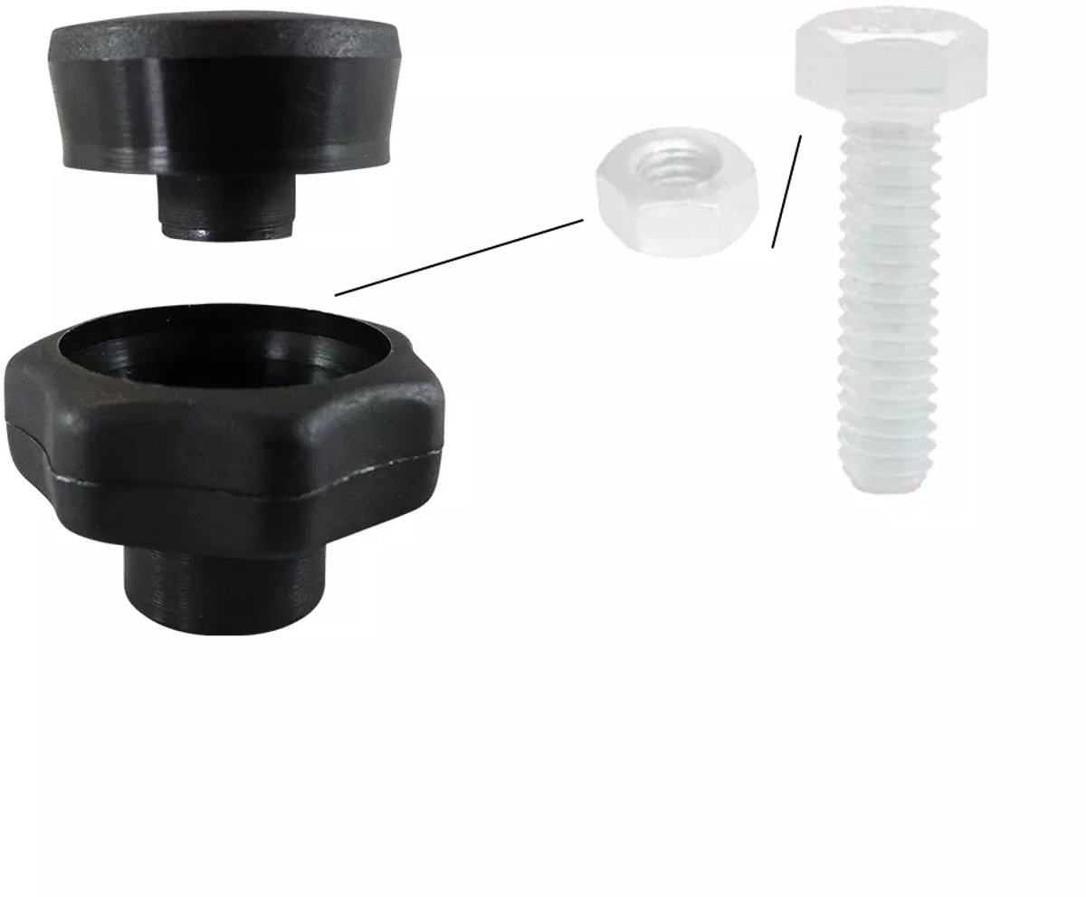 Sterknop 30 mm – geschikt voor M6 moer of bout – 2-delig – kunststof – 2 stuks