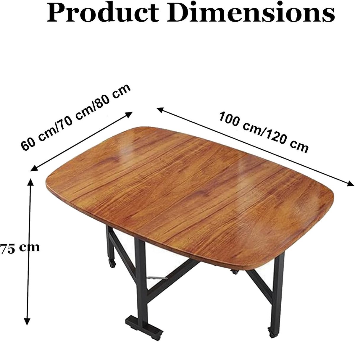 Uitschuifbare Eettafel, Houten Opvouwbare Keukentafel Voor 4-6 Personen, Eettafel Met Wieltjes Voor Thuiskeuken Restaurant,Dark walnut,100 * 60 * 75 cm
