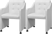 vidaXL Eetkamerstoelen 2 st kunstleer wit