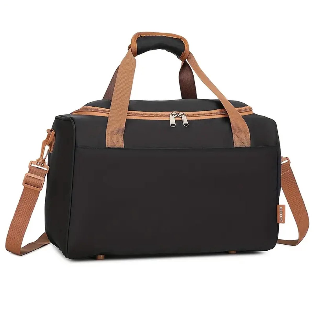 Twenty Two Reistas | schoudertas voor vrouwen-mannen |weekendtas |Oxford stof stevig materiaal |veel vakken |reistas |sporttas |totetas | handbagage vliegtuig | grote capaciteit | verstelbare en afneembare schouderband |40x20x25cm| zwart-bruin