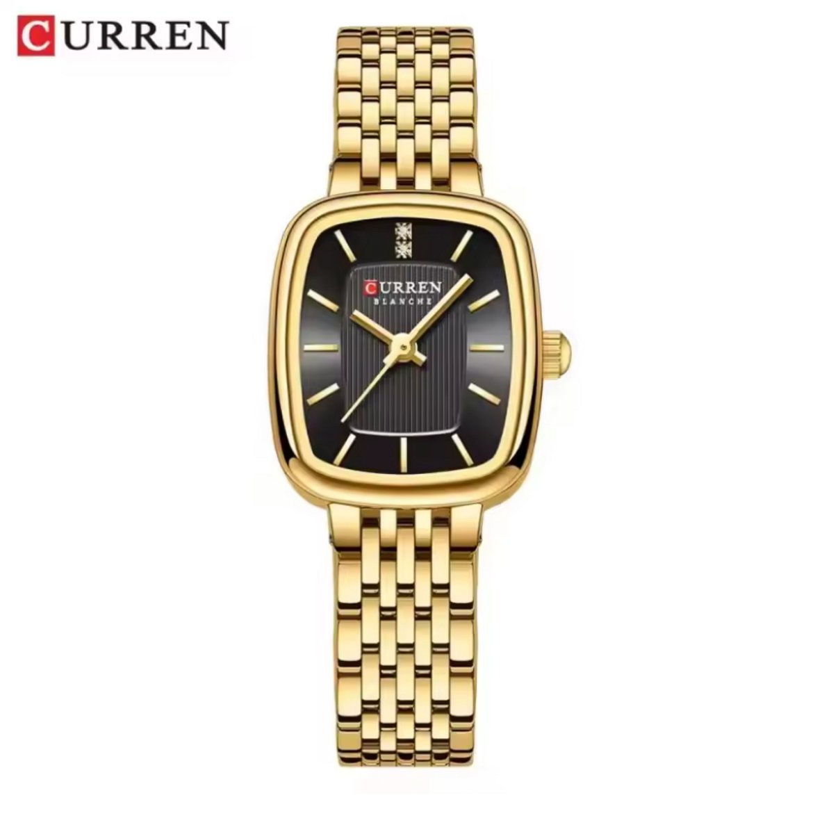 Curren Horloge - Vrouwen - Goudkleurig met Zwarte Wijzerplaat - Model 9093 - Luxe Dameshorloge - Perfect Cadeau