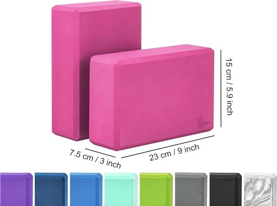 Yogablokken - Set van 2 blokken - Blokken van EVA-schuim met hoge dichtheid ter ondersteuning en verdieping van poses, verbetering van kracht, evenwicht en flexibiliteit - Lichtgewicht, perfect voor thuis of in de sportschool - Donkerblauw van Merkloos — afbeelding 4