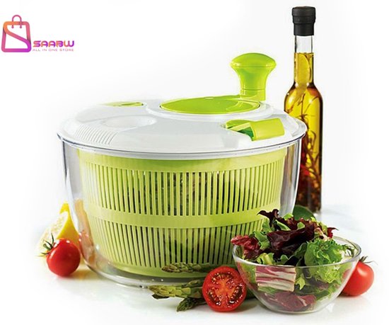 Essoreuse à salade – Déshydrateur de légumes et tamis à herbes 5 L – Avec mécanisme d'essorage et couvercle de fermeture – essoreuse à salade – centrifugeuse à salade – séchoir à salade