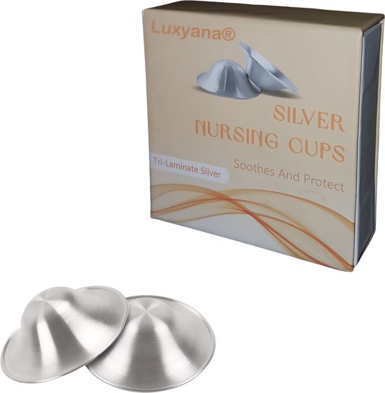 Luxyana® Zilveren Tepelkapjes - maat: M - Sterling 925 Zilveren Tepelhoedjes - Veilige en comfortabele Tepelbescherming - Nursing Cups