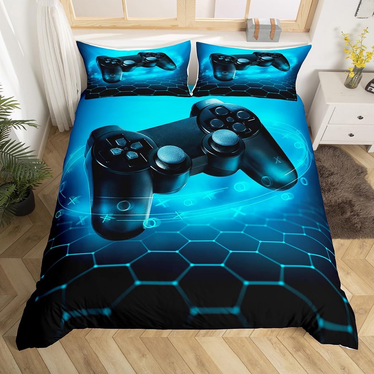 Unyqoos Speelse Dekbedovertrekset voor Kinderen en Tieners met Gamepad Ontwerp, Inclusief Kussensloop kleur 6