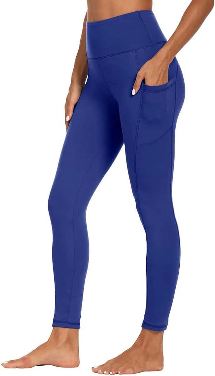 Trendy Hoge Taille Legging / Sport Legging | Sportbroek | Met Zakken | Blauw - S