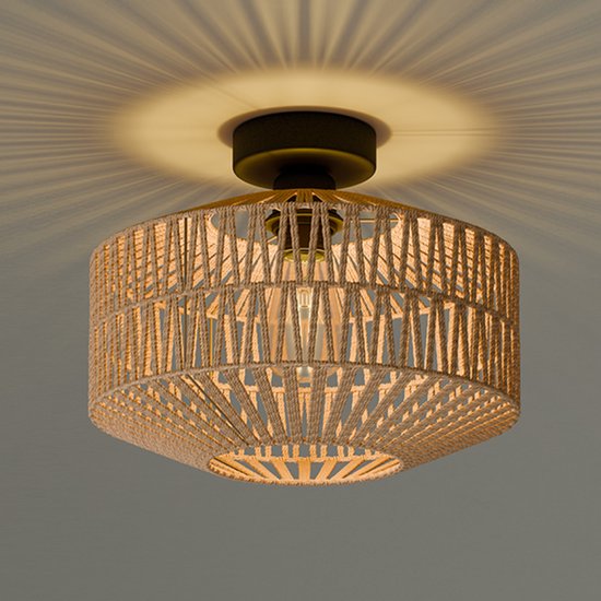 Nolt Plafondlamp - Plafonniere - E27 Lamp - Landelijk - ⌀ 30cm - Jute - Bruin