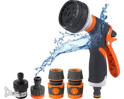 Somstyle Sproeikop Tuinslang - 8 Standen - Sproeier voor Tuin - Irrigatiesproeier - Spuitpistool - Oranje / Zwart
