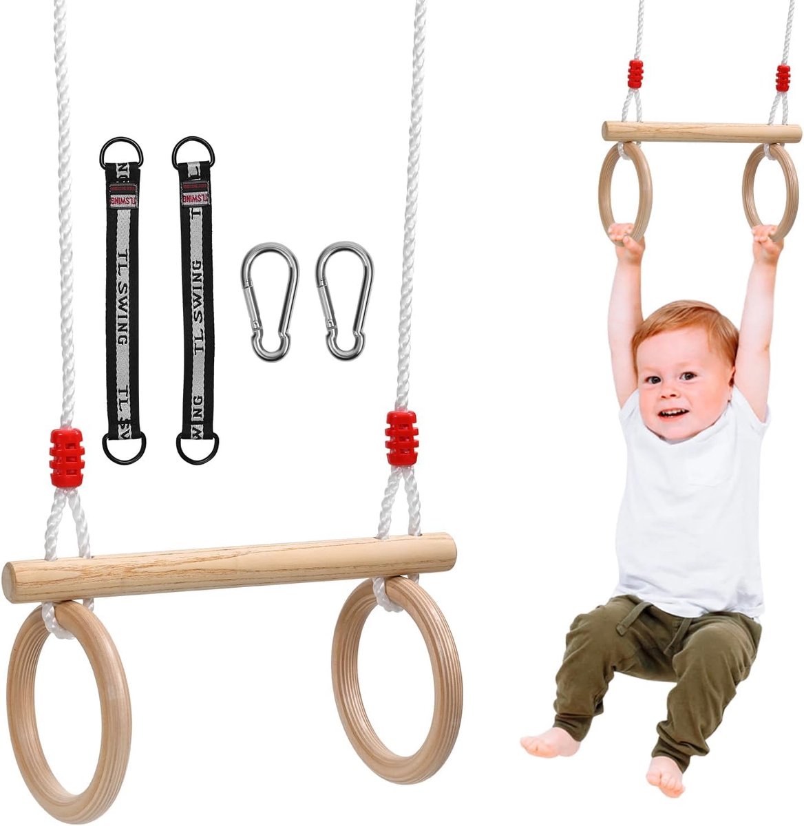 Ibenzoa® Houten Kindergymset met Schommel – Veilig Speelplezier Binnen en Buiten