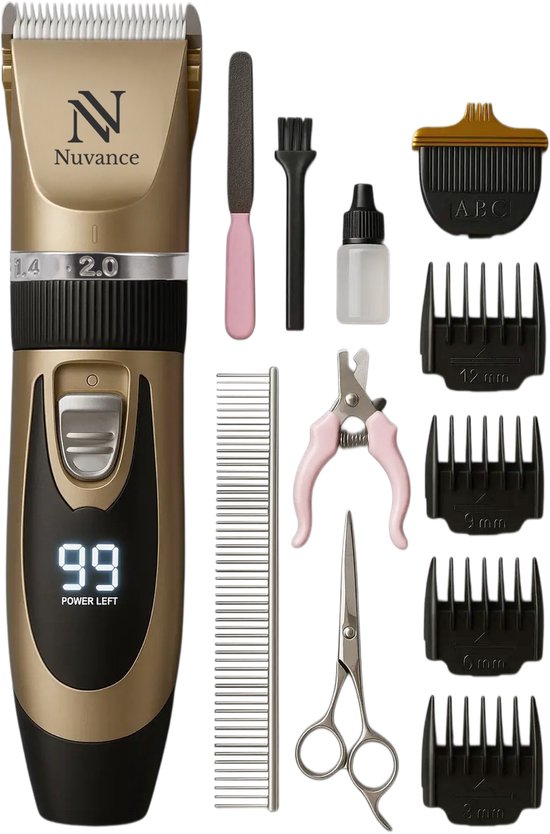 Nuvance Hondentondeuse Set met 6 Opzetstukken