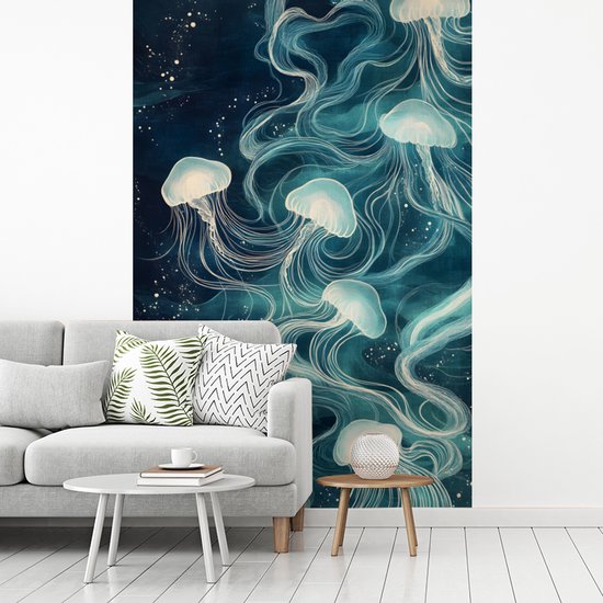 Behang - Fotobehang Kwallen - Zee - Wit - Golven - Breedte 200 cm x hoogte 300 cm