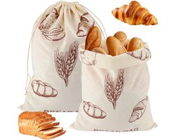 Ibenzoa® Set van Twee Hergebruikte Linnen Broodzakken - 30 x 40 cm - Duurzaam en Stofvast