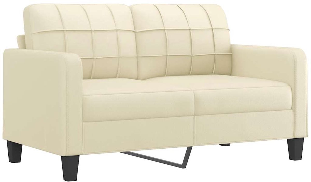 vidaXL Tweezitsbank - 140 - cm - kunstleer - crèmekleurig