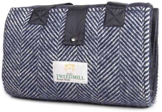 Picknickkleed Leisure Visgraat Blauw - Fleece - Waterdicht - 137x137cm - Tweedmill