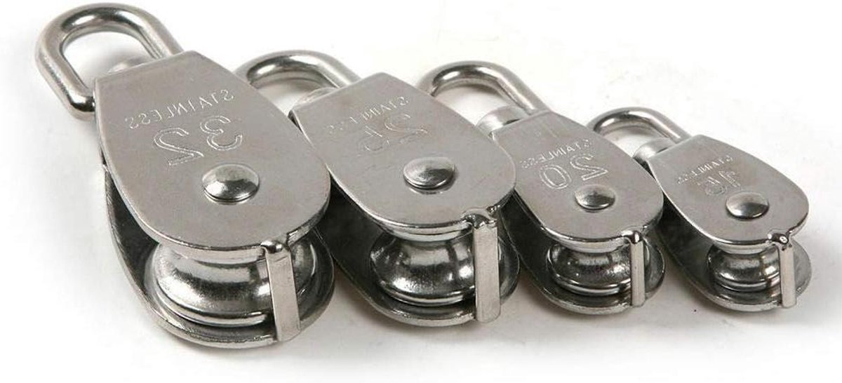 Roestvrij stalen katrol M25 - Draaibare katrol voor draadkabel heftouw - 150 kg laadvermogen (Pack van 1)