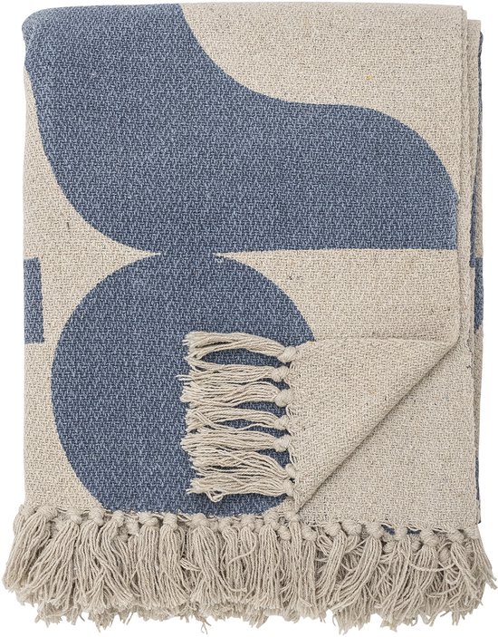 Bloomingville Agno Plaid - Blauw - Gerecycled Katoen