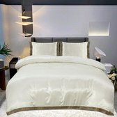 dekbedovertrek en satin brillant Decoware Dentelle - Off White - Double - 200x220cm - 2 pièces. Taies d'oreiller 60x70cm