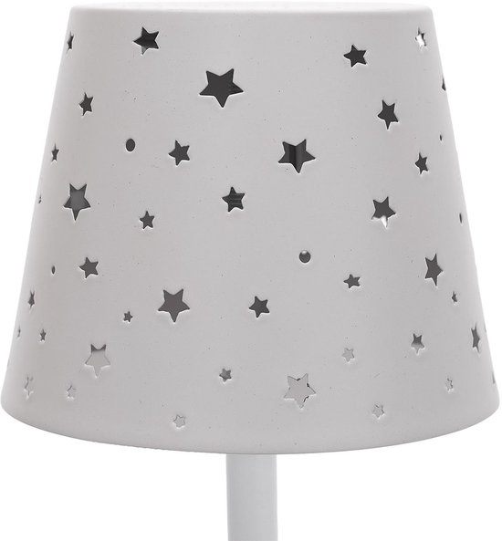 Home deco factory oplaadbare tafellamp kinderkamer - 2x - met usb - licht grijs - draadloos/portable