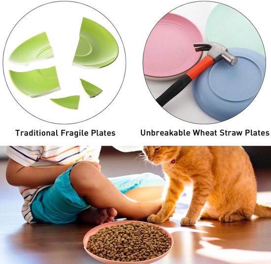 Unyqoos® Ensemble de gamelles colorées et fonctionnelles pour chats et Chats à pattes courtes - 10 pièces