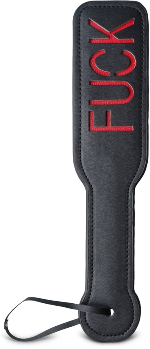 BDSM Paddle met ‘FUCK’-Print – Zwart/Rood – PU Leer – Dominantie Accessoire voor Spanking & Roleplay
